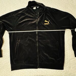 Puma Black and Gold Track Jacket Velour